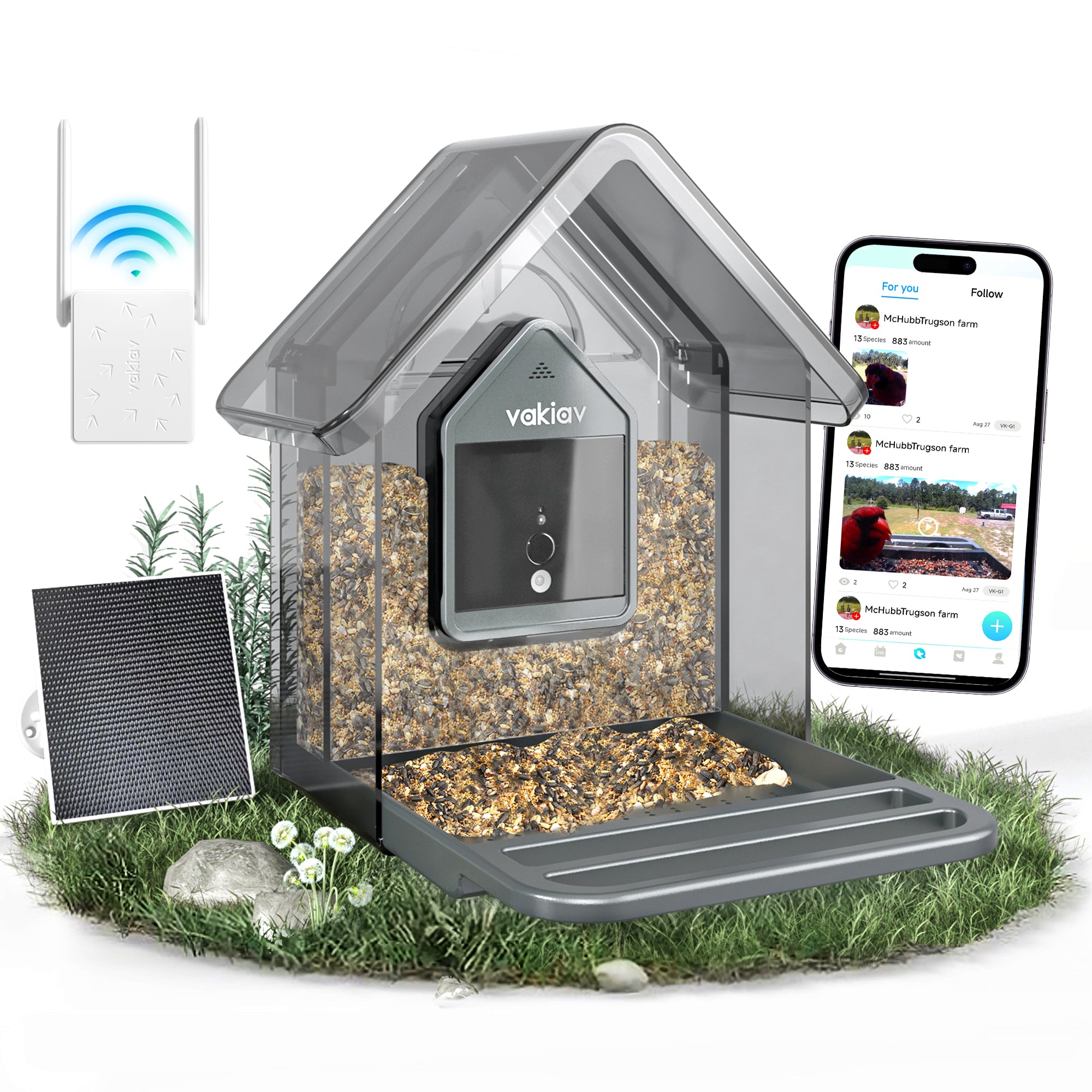 VK-G1 PRO Smart Bird Feeder: Solar Camera, Free AI ID – vakiav