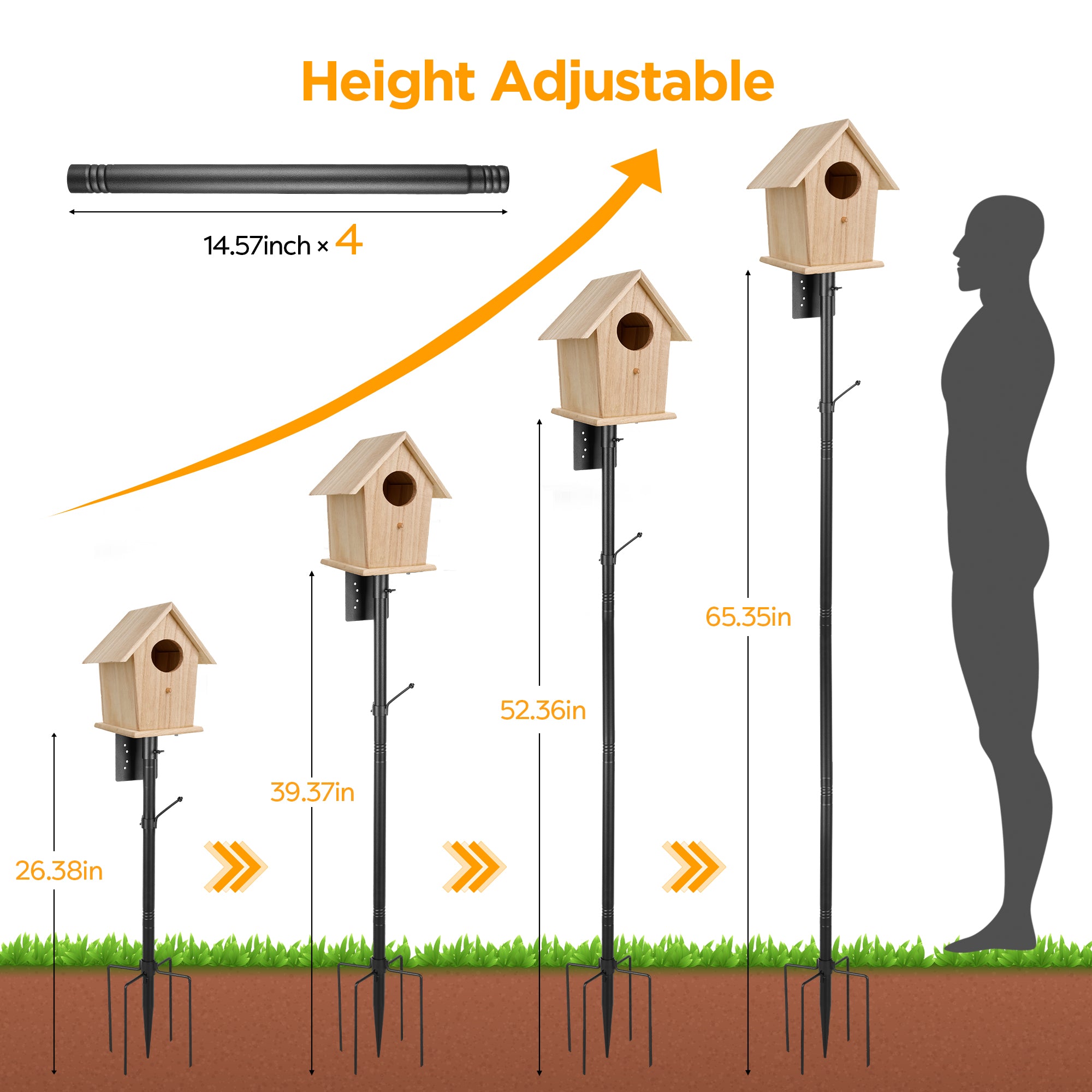Vakiav Bird House Pole Kit | Adjustable Heavy-Duty Outdoor Support