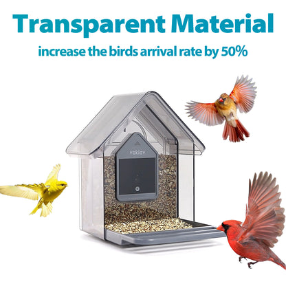Vakiav Smart Bird Feeder™ with Camera, Free AI Forever, App Notify When Birds Detected,1080P HD Capture Bird, Stylish Appearance Bird House, (Only Support 2.4G WiFi)