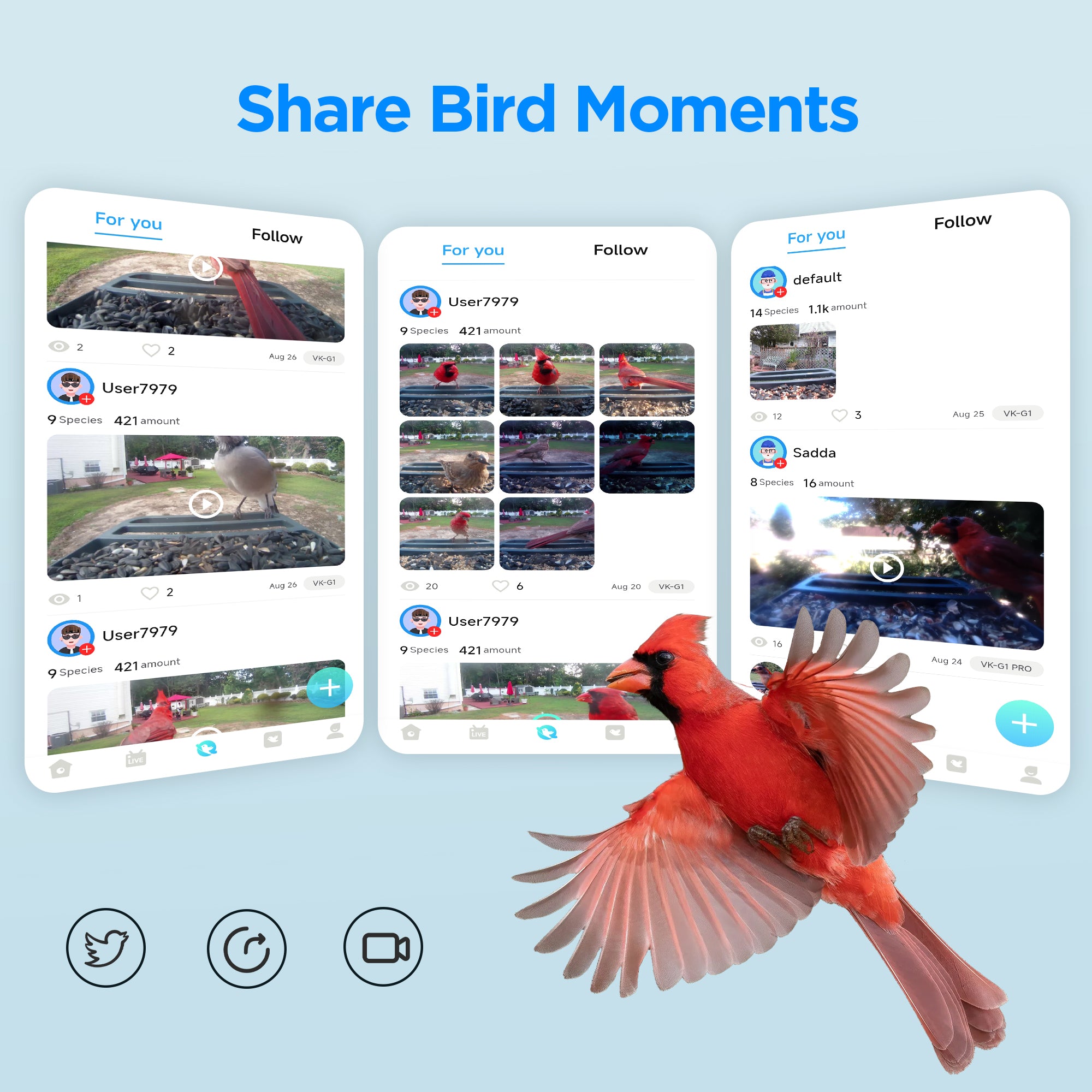 Vakiav VK-G2 Smart Bird Feeder | 2K HD Live Stream, AI Bird Recognition, Window-Mount Design