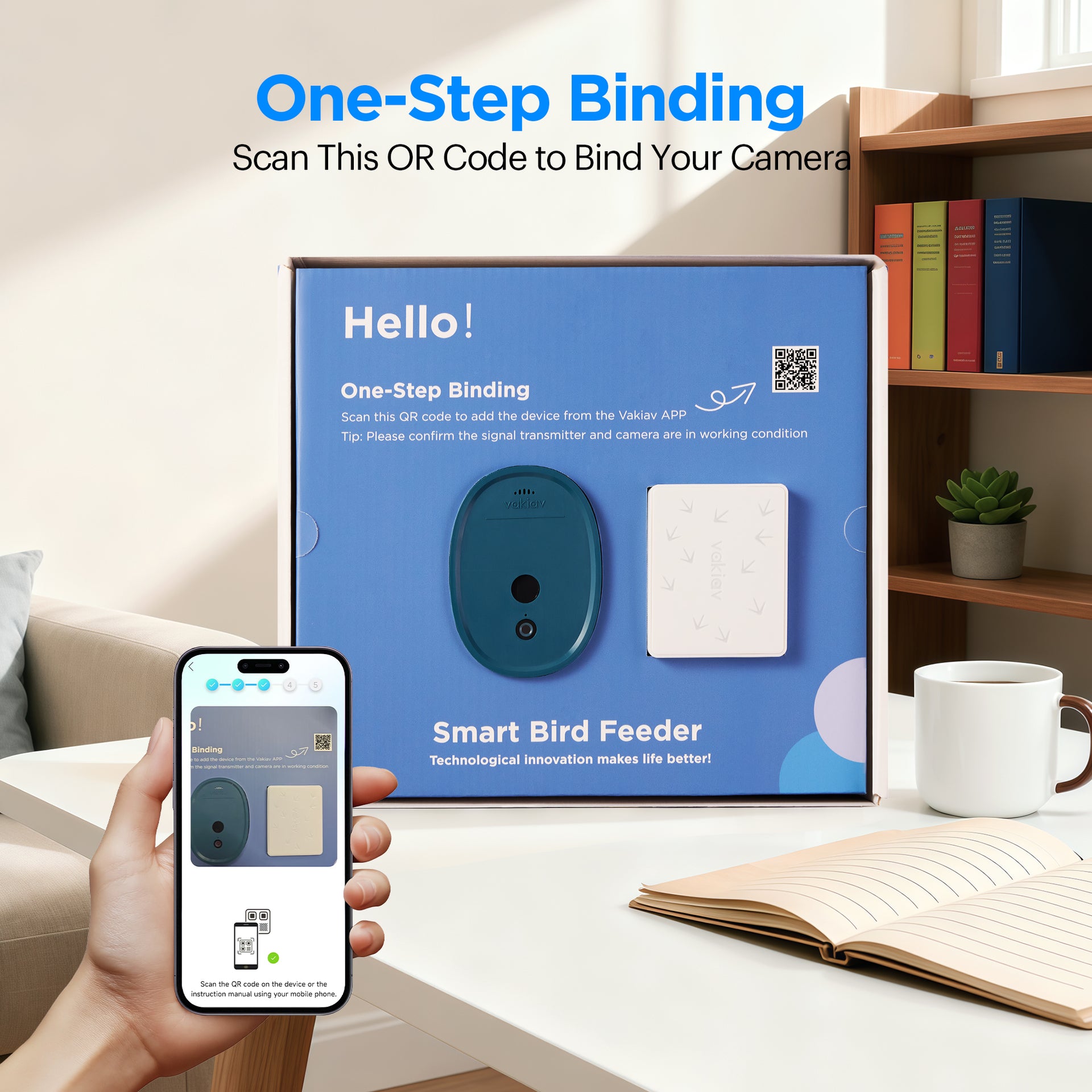 Vakiav VK-G2 Smart Bird Feeder | 2K HD Live Stream, AI Bird Recognition, Window-Mount Design