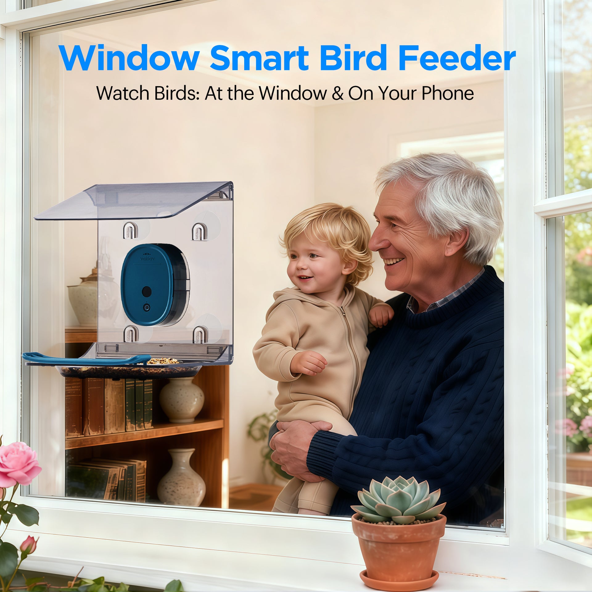 Vakiav VK-G2 Smart Bird Feeder | 2K HD Live Stream, AI Bird Recognition, Window-Mount Design